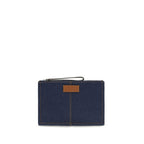 Fendi Blue Cotton Clutch Bag
