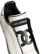Dolce & Gabbana White Leather Portofino Low Top Sneakers Shoes