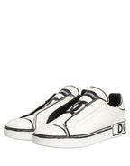 Dolce & Gabbana White Leather Portofino Low Top Sneakers Shoes