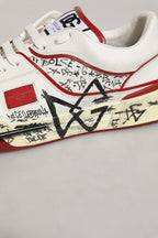 Dolce & Gabbana White Red New Roma Graffiti Sneakers Shoes