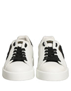 Dolce & Gabbana White Leather DG Logo Low Top Sneakers Shoes
