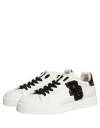 Dolce & Gabbana White Leather DG Logo Low Top Sneakers Shoes