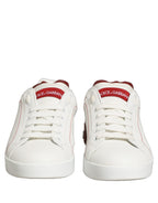 Dolce & Gabbana White Red Leather Lace Up Sneakers Shoes
