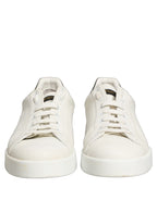 Dolce & Gabbana White Black Leather Lace Up Sneakers Shoes