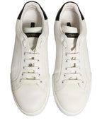 Dolce & Gabbana White Black Leather Lace Up Sneakers Shoes