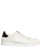 Dolce & Gabbana White Black Leather Lace Up Sneakers Shoes