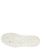 Dolce & Gabbana White Black Leather Lace Up Sneakers Shoes