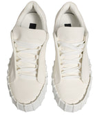 Dolce & Gabbana White Leather Low Top Lace Up Sneakers Shoes
