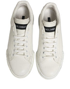 Dolce & Gabbana White Leather Logo Low Top Men Sneakers Shoes