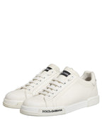 Dolce & Gabbana White Leather Logo Low Top Men Sneakers Shoes