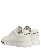 Dolce & Gabbana White Leather Logo Low Top Men Sneakers Shoes