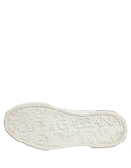 Dolce & Gabbana White Leather Logo Low Top Men Sneakers Shoes