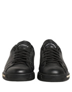 Dolce & Gabbana Black Leather Logo Low Top Men Sneakers Shoes