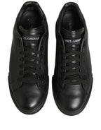 Dolce & Gabbana Black Leather Logo Low Top Men Sneakers Shoes