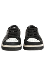 Dolce & Gabbana Black Leather Crown Milano Men Sneakers Shoes
