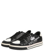 Dolce & Gabbana Black Leather Crown Milano Men Sneakers Shoes