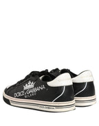 Dolce & Gabbana Black Leather Crown Milano Men Sneakers Shoes