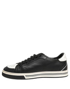 Dolce & Gabbana Black Leather Crown Milano Men Sneakers Shoes