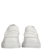 Dolce & Gabbana White Leather Chunky Sole Slip On Derby Shoes