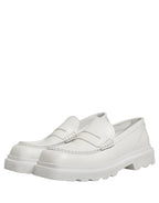 Dolce & Gabbana White Leather Chunky Sole Slip On Derby Shoes