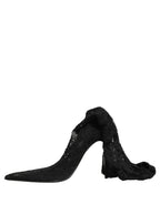Dolce & Gabbana Black Taormina Lace Socks Boots Pumps Shoes