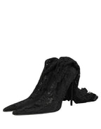 Dolce & Gabbana Black Taormina Lace Socks Boots Pumps Shoes
