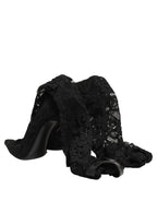 Dolce & Gabbana Black Taormina Lace Socks Boots Pumps Shoes