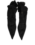 Dolce & Gabbana Black Taormina Lace Socks Boots Pumps Shoes