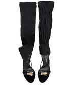 Dolce & Gabbana Stiletto Sandals Socks Knee High Boots Black