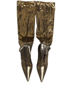Dolce & Gabbana Gold Nylon Socks Knee High Boots Pumps Shoes