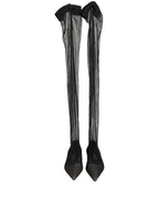 Dolce & Gabbana Black Over The Knee Tulle Flats Boots Shoes