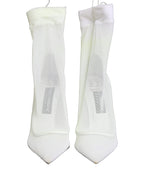 Dolce & Gabbana White Tulle Stretch Mesh Sock Boots Shoes