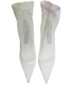 Dolce & Gabbana White Tulle Stretch Mesh Sock Boots Shoes
