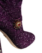 Dolce & Gabbana Purple Crystal Lurex Fantasy Boots Shoes