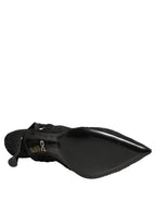 Dolce & Gabbana Black Lace Pointed Toe Slingback Pumps Shoes