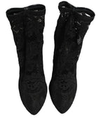 Dolce & Gabbana Black Socks Taormina Lace Pumps Boots Shoes