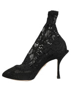 Dolce & Gabbana Black Socks Taormina Lace Pumps Boots Shoes