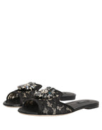 Dolce & Gabbana Black Devotion Lace Flats Slip On Shoes