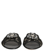 Dolce & Gabbana Black Devotion Lace Flats Slip On Shoes