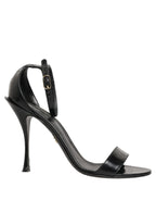 Dolce & Gabbana Black Leather Ankle Strap Heels Sandals Shoes