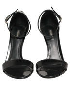 Dolce & Gabbana Black Leather Ankle Strap Heels Sandals Shoes