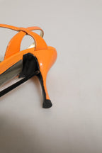 Dolce & Gabbana Orange Leather Stiletto Heels Sandals Shoes