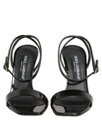 Dolce & Gabbana Black Leather Ankle Strap Heels Sandals Shoes