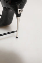 Dolce & Gabbana Black Leather T-strap Heels Sandals Shoes