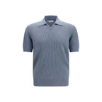 Brunello Cucinelli Blue Cotton Polo Shirt