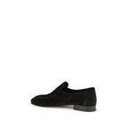 The Row Black Suede Leather Slip-On Loafers