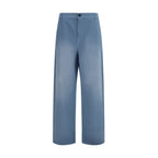 Miu Miu Blue Cotton Casual Pants