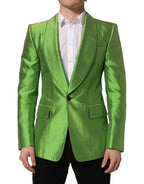 Dolce & Gabbana Green Silk SingleBreasted Embellished Blazer