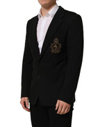 Dolce & Gabbana Black Logo Crest SingleBreasted Coat Blazer