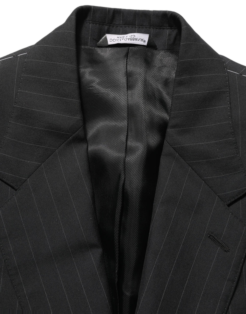 Dolce & Gabbana Black Stripes Wool Single Breasted Blazer